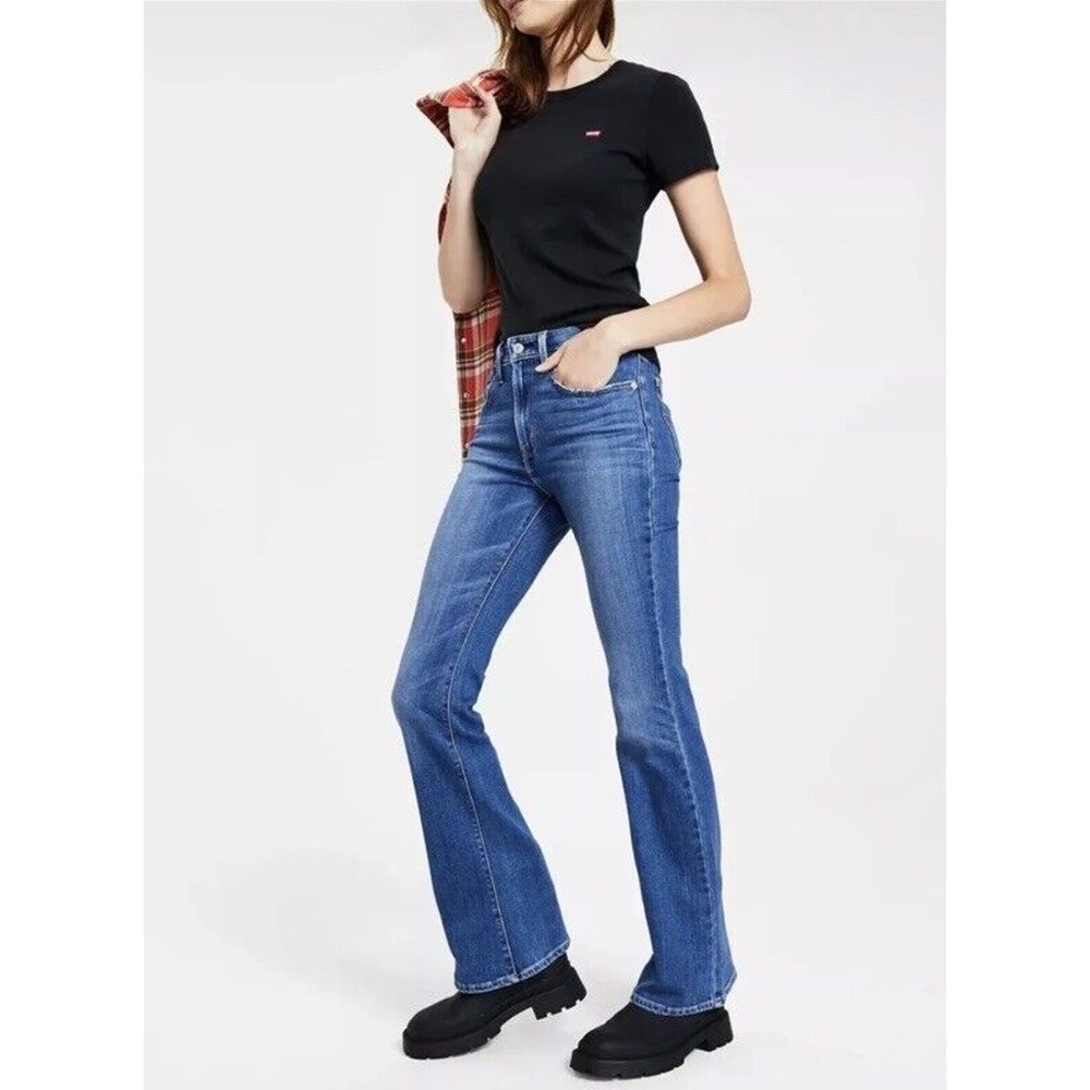LEVIS 726 Jeans Sz 32/28 Flare High Rise Med Wash Denim Stretch High Waist​​​​ - Picture 3 of 12